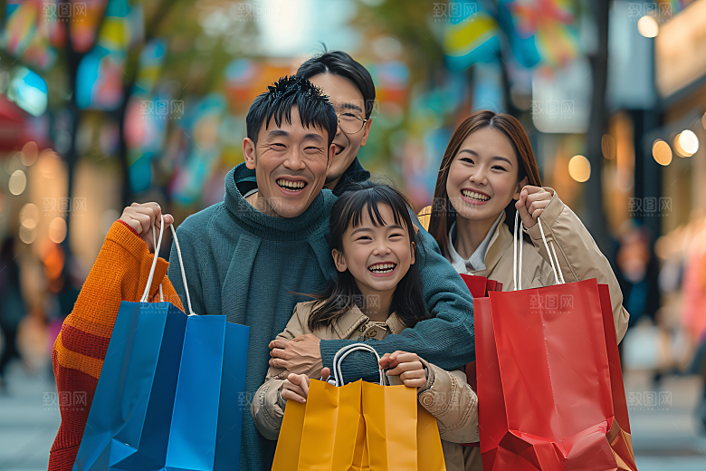 幸福一家人人物出行摄影图
