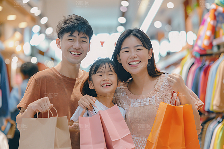 幸福一家人出行人物摄影图