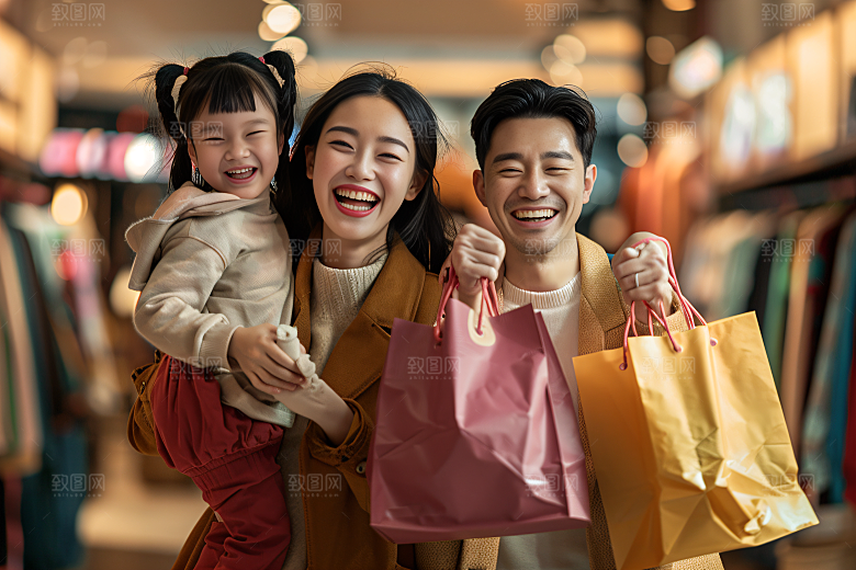 幸福一家人出行出游摄影图