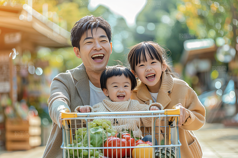 幸福一家人出游人物摄影图