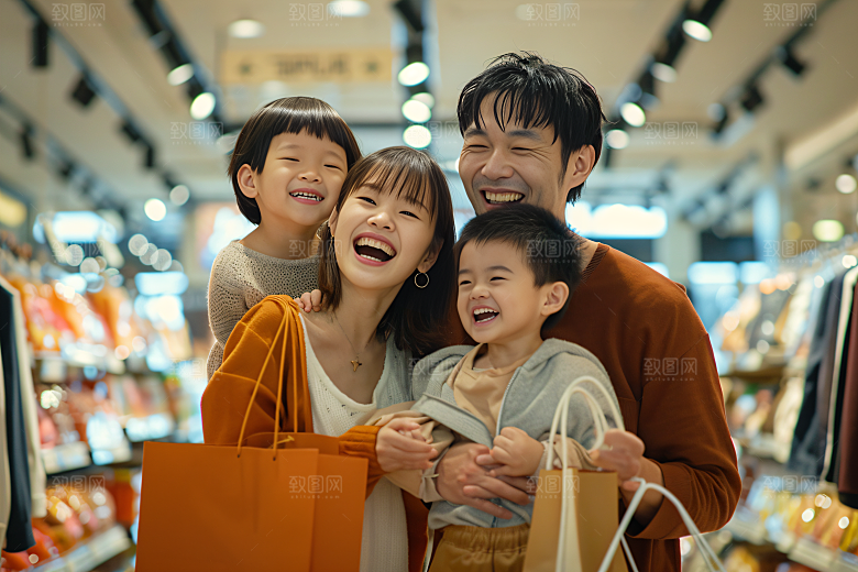 幸福一家人相聚三口之家摄影图