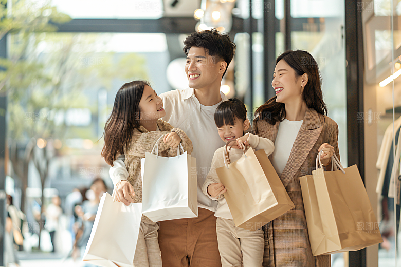 幸福一家人肖像亲子摄影图
