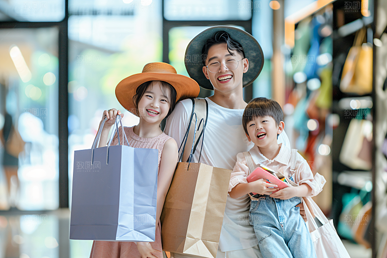 幸福一家人人物出行摄影图
