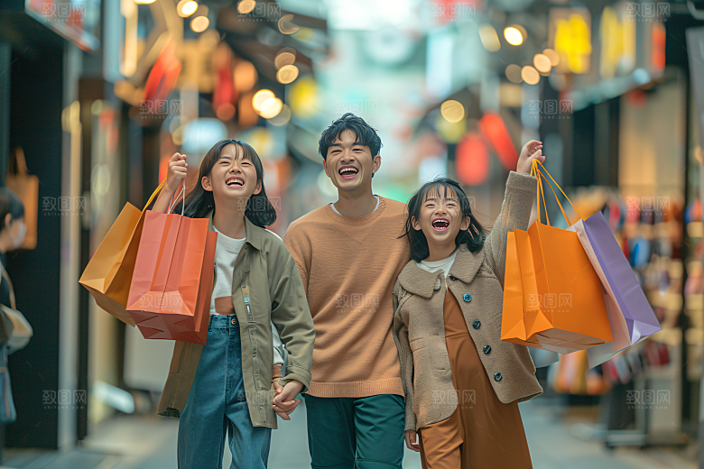 幸福一家人出行三口之家摄影图