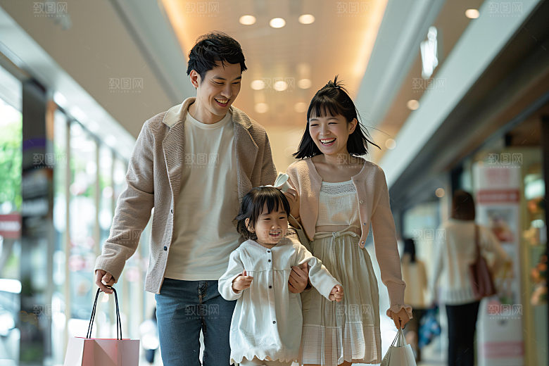 幸福一家人出行欢乐摄影图