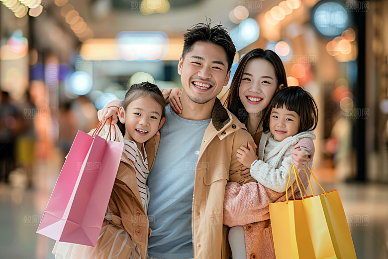 幸福一家人相聚出行摄影图
