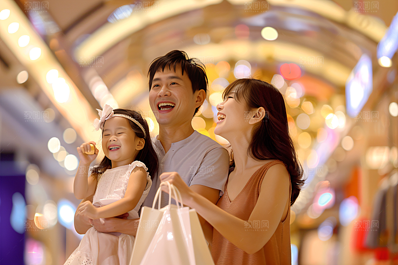 幸福一家人三口之家肖像摄影图