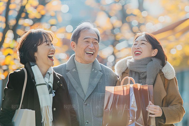 幸福一家人欢乐出游摄影图
