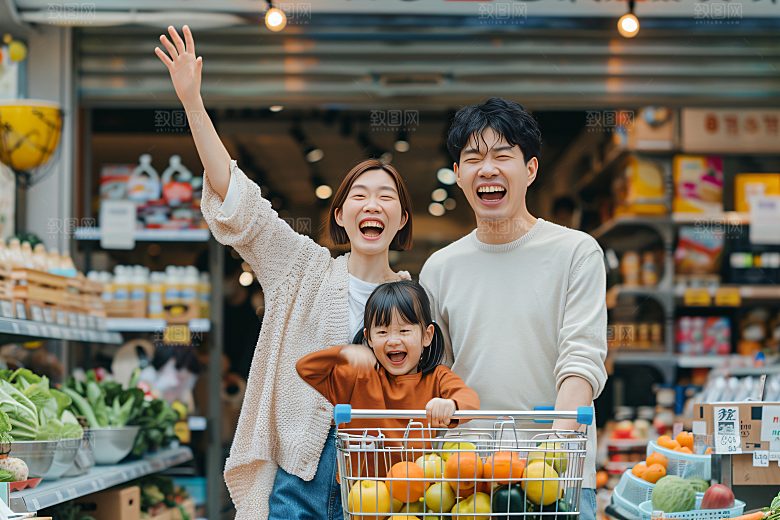 幸福一家人开心三口之家摄影图