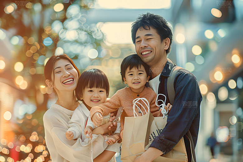 幸福一家人出行肖像摄影图