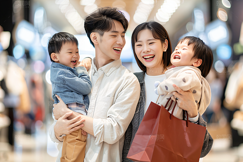 幸福一家人三口之家人物摄影图