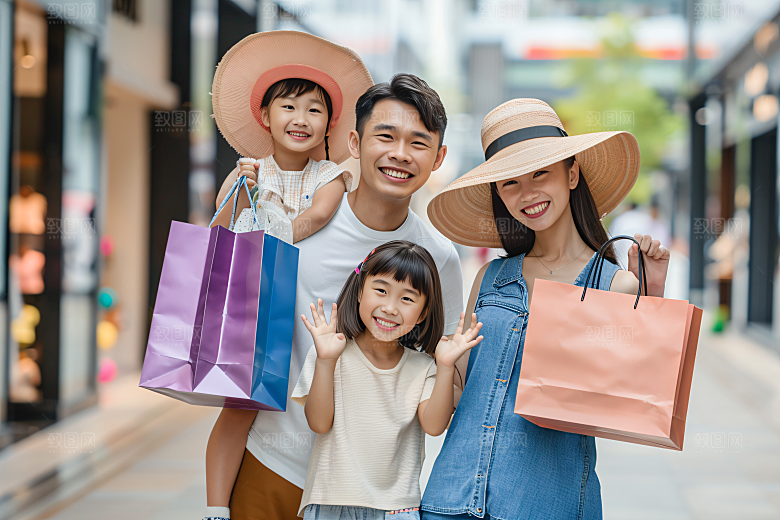幸福一家人人物三口之家摄影图