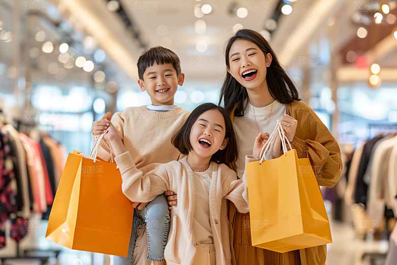 幸福一家人肖像出游摄影图