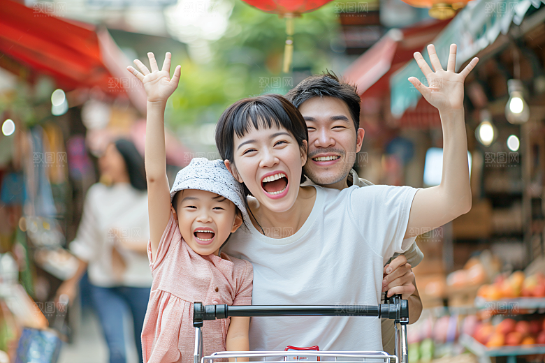 幸福一家人开心肖像摄影图