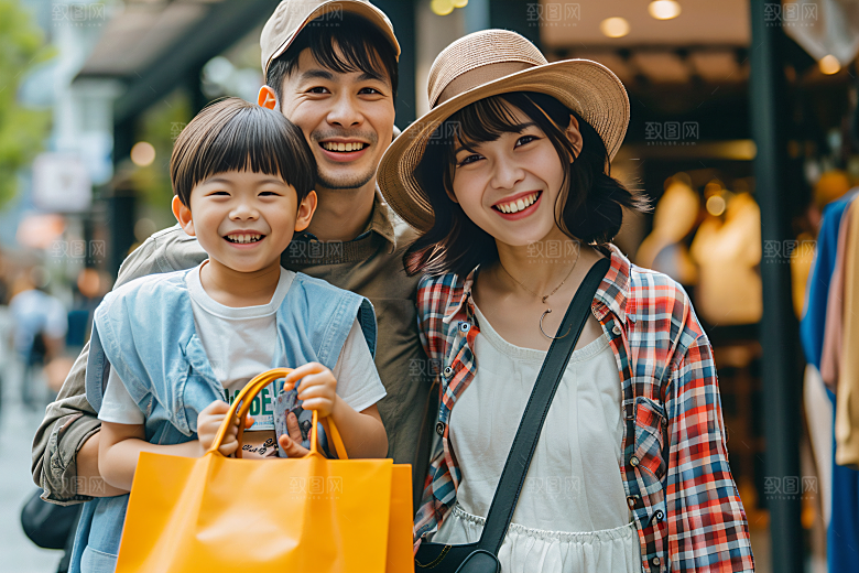 幸福一家人出行人物摄影图