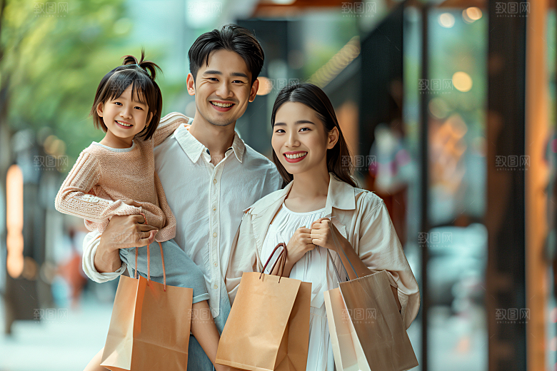 幸福一家人家庭出行摄影图