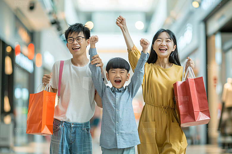 幸福一家人家庭三口之家摄影图
