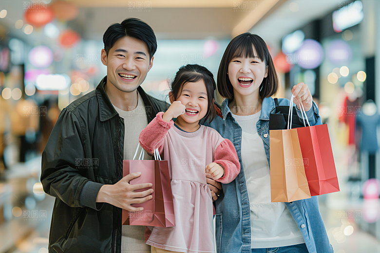 幸福一家人家庭三口之家摄影图