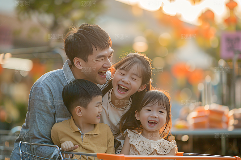 幸福一家人出游家庭摄影图