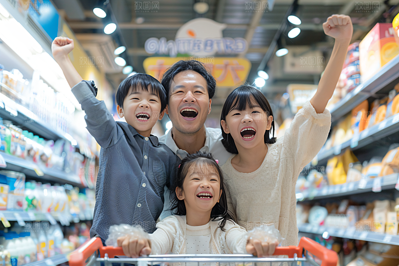 幸福一家人人物出行摄影图