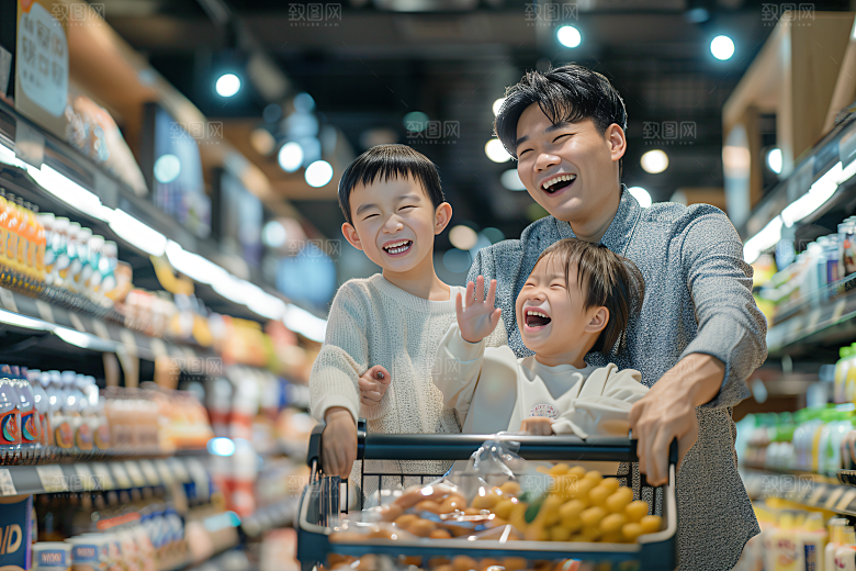 幸福一家人肖像亲子摄影图