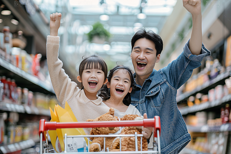 幸福一家人肖像亲子摄影图