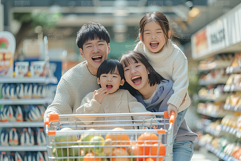 幸福一家人出行出游摄影图