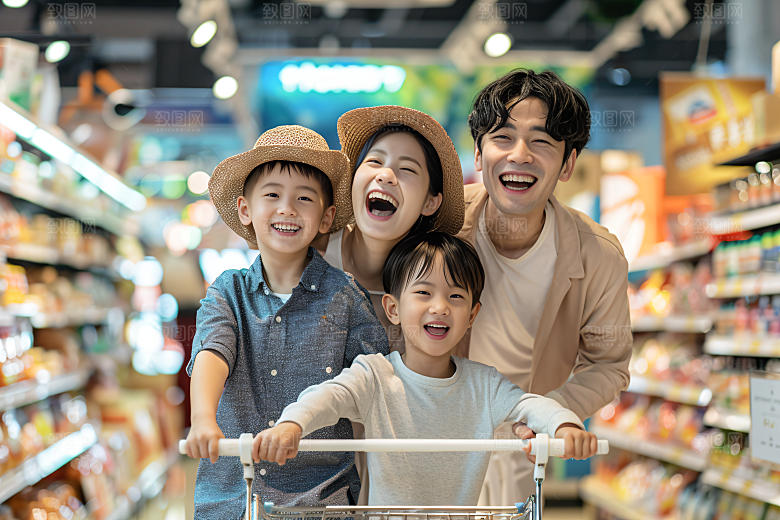 幸福一家人三口之家亲子摄影图
