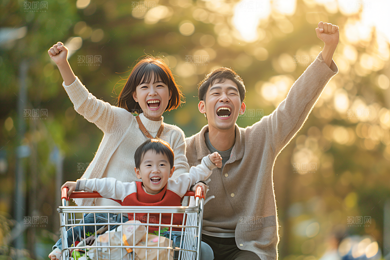 幸福一家人人物肖像摄影图