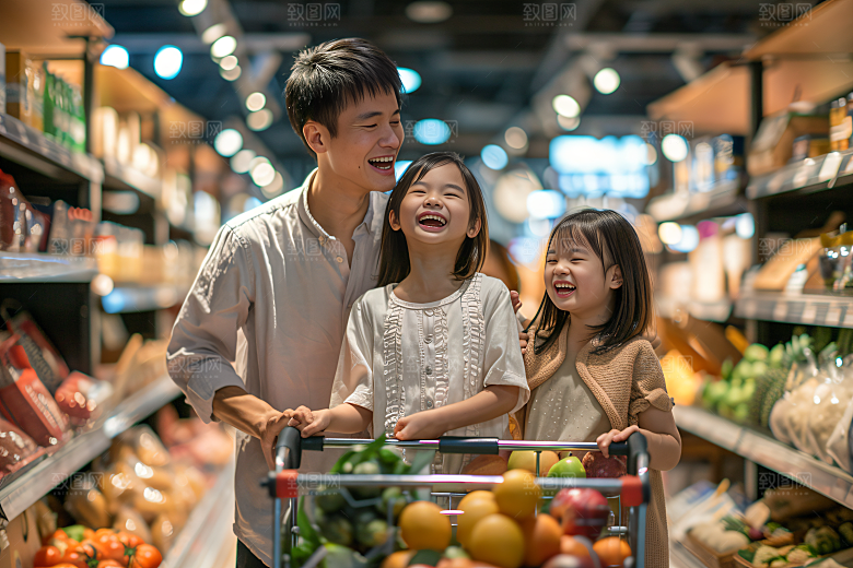 幸福一家人开心出行摄影图