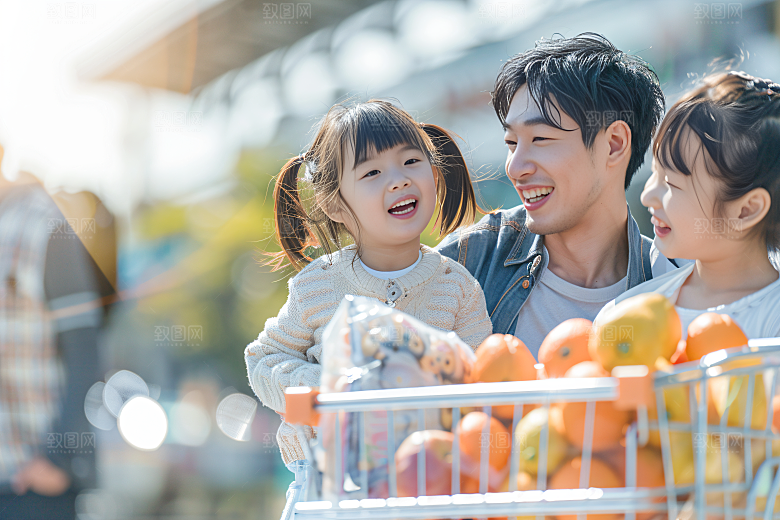 幸福一家人肖像家庭摄影图