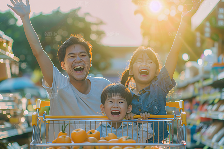 幸福一家人人物出行摄影图