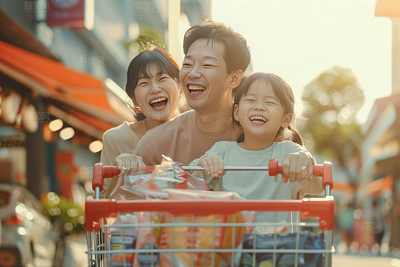 幸福一家人亲子肖像摄影图