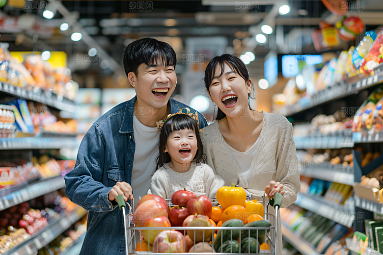 幸福一家人欢乐出游摄影图