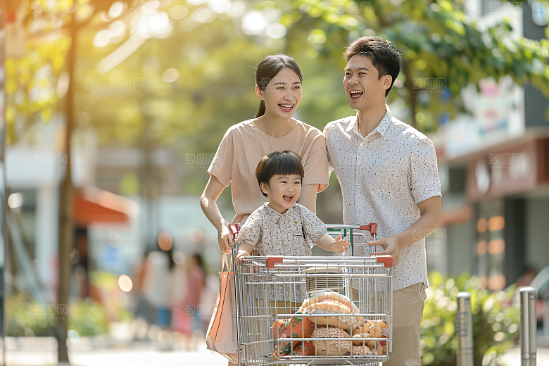幸福一家人出行亲子摄影图