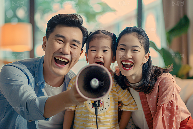 幸福一家人欢乐出游摄影图