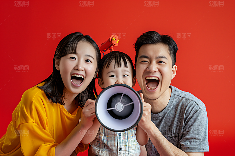 幸福一家人亲子三口之家摄影图