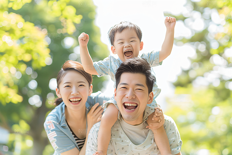 幸福一家人出行开心摄影图