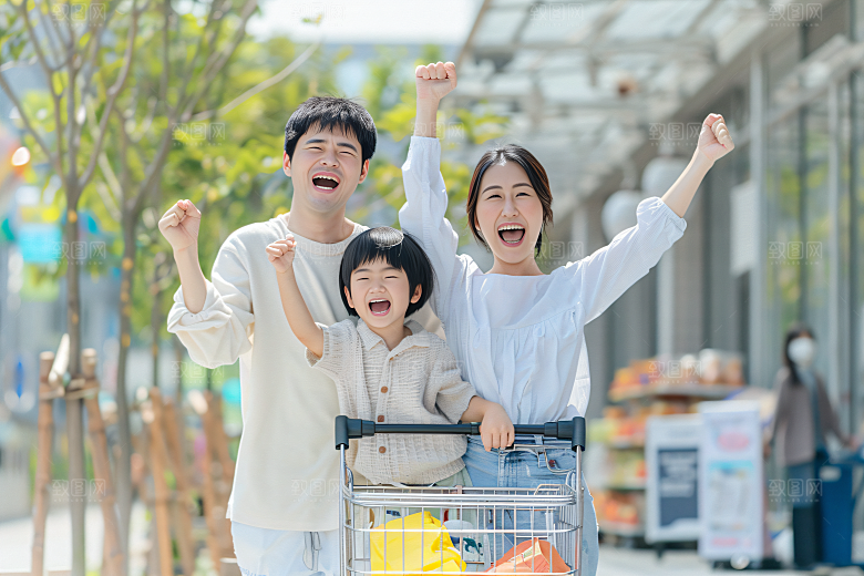 幸福一家人人物出游摄影图