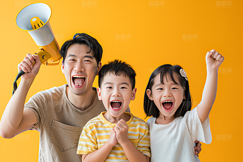 幸福一家人高清出行摄影图