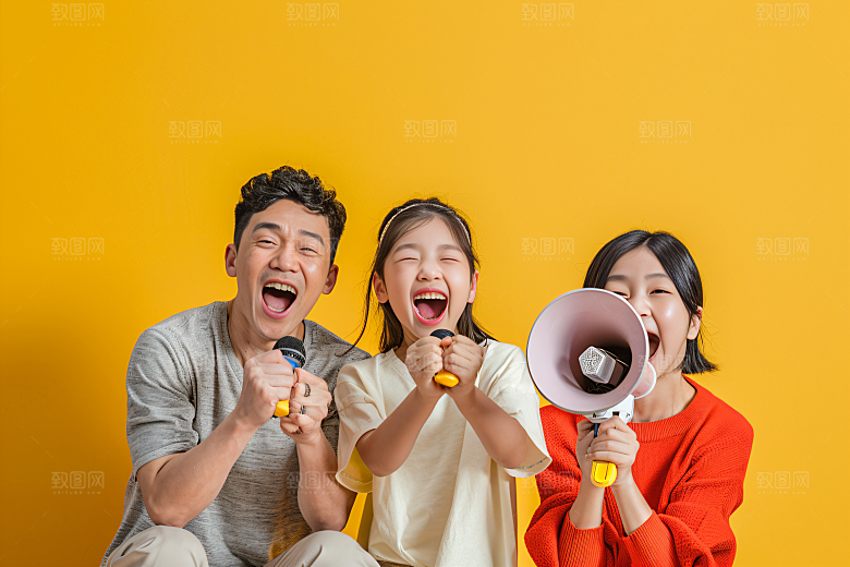 幸福一家人开心出行摄影图