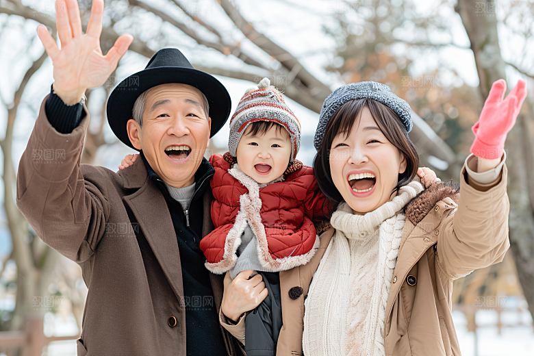 幸福一家人出行亲子摄影图