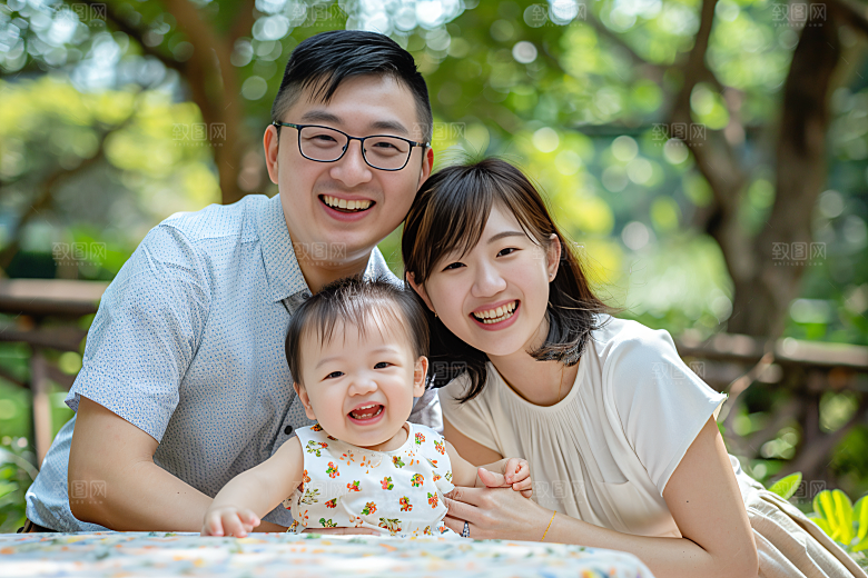 幸福一家人人物出行摄影图