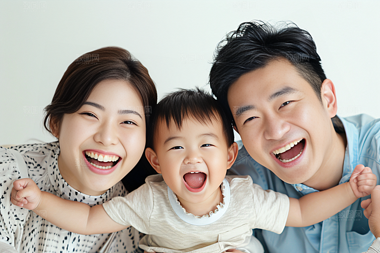 幸福一家人出行肖像摄影图