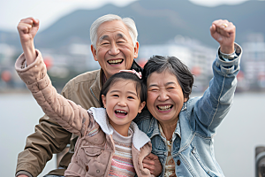 幸福一家人相聚开心摄影图