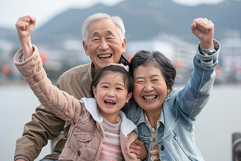 幸福一家人相聚开心摄影图