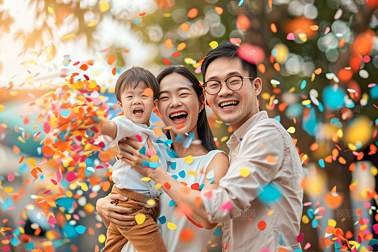 幸福一家人相聚开心摄影图