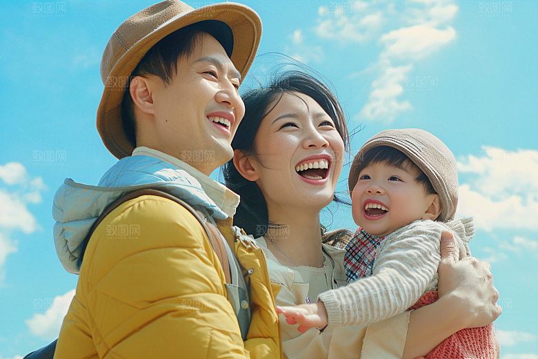幸福一家人欢乐三口之家摄影图