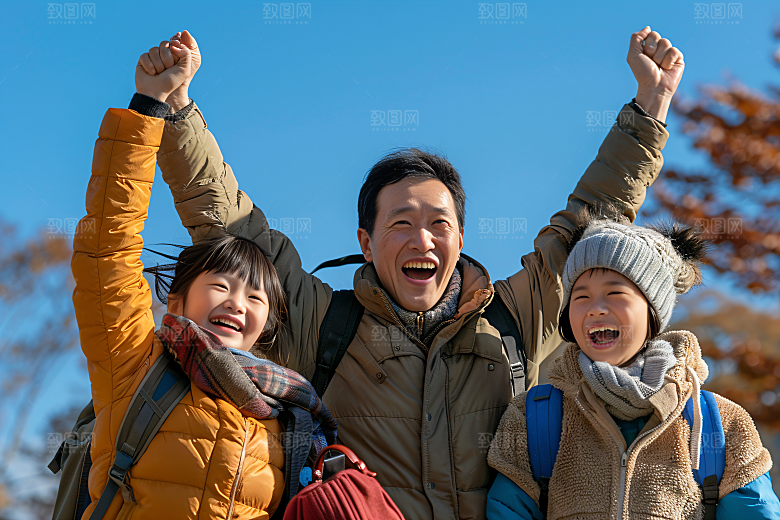 幸福一家人出游欢乐摄影图