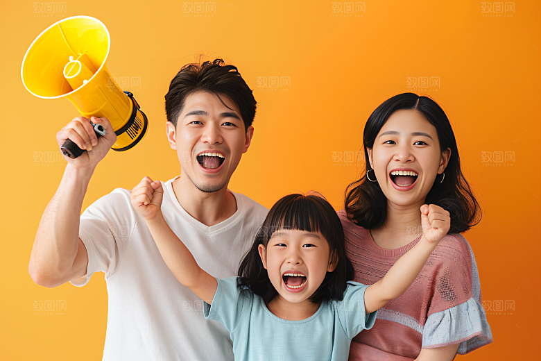 幸福一家人三口之家欢乐摄影图